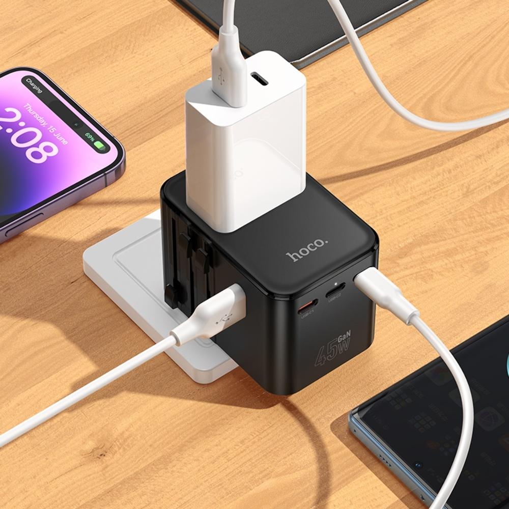������� �������� ���������� Hoco AC32 2 USB/ 3 Type-C PD 45W black