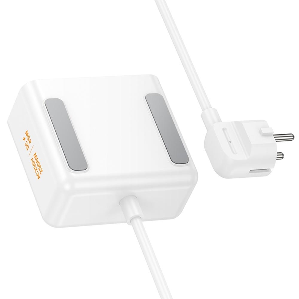 ������� �������� ���������� ���������� Hoco AC28 USB/ 3 Type-C PD 45W 2 ������� 2m white