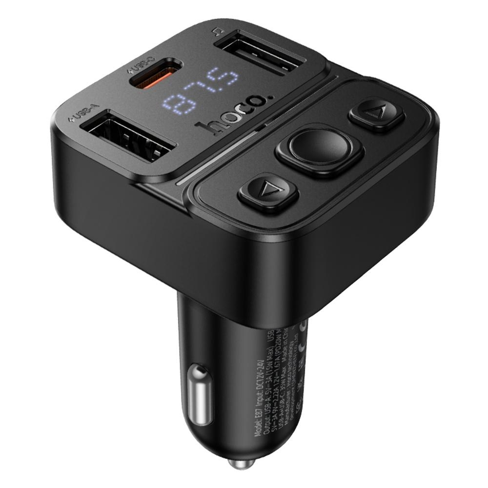 ������������� �������� ���������� Hoco E87 USB/ Type-C 35W c �������� � FM-����������� black