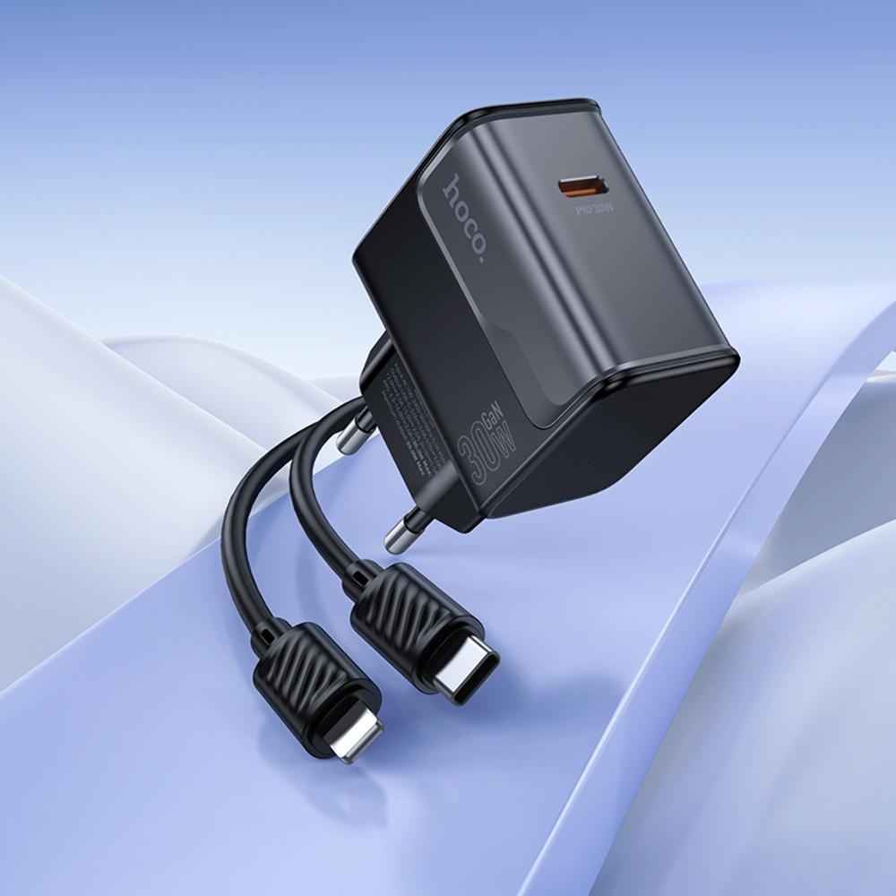 ������� �������� ���������� Hoco CS72A Type-C PD 30W midnight black + ������ Type-C to Lightning
