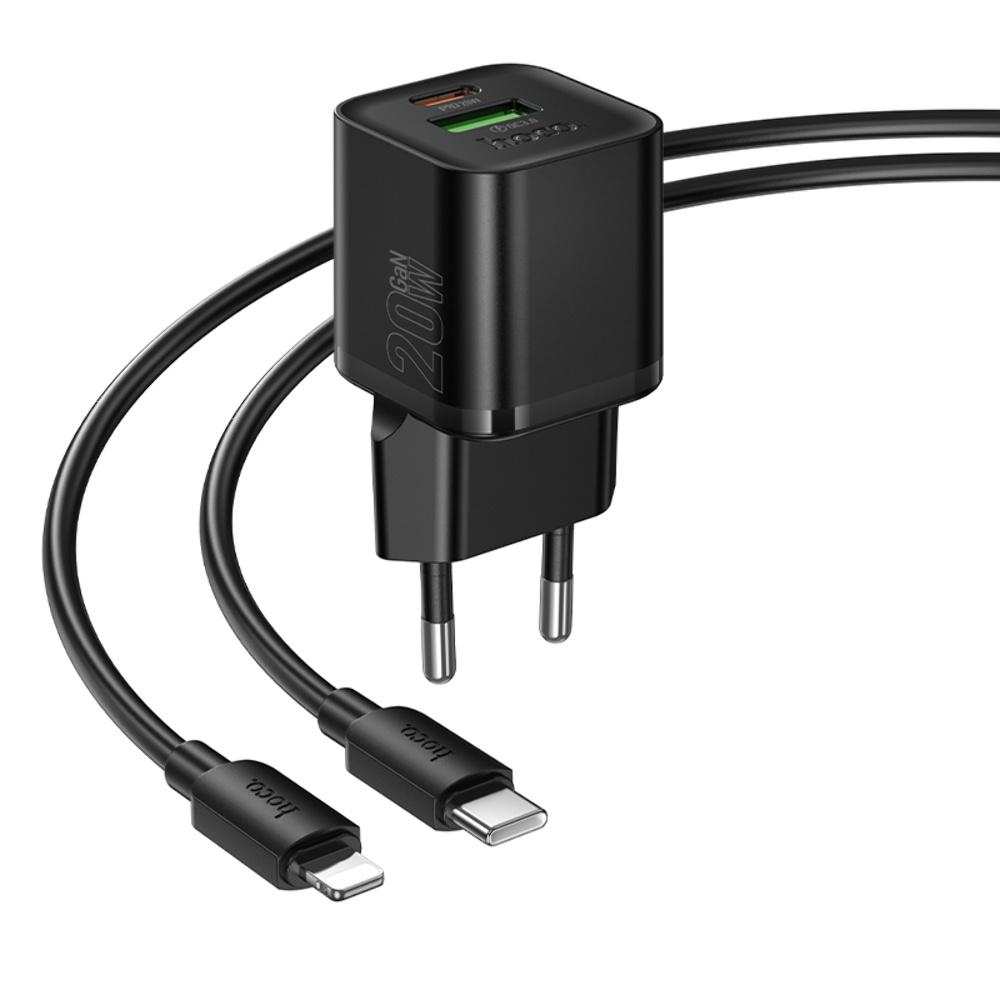 ������� �������� ���������� Hoco N65 USB/ Type-C PD QC black + ������ Type-C to Lightning