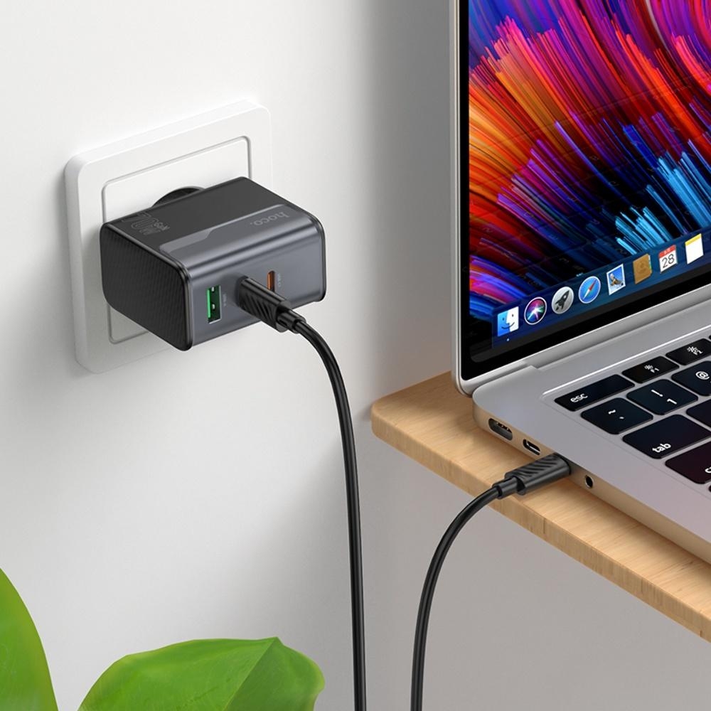 ������� �������� ���������� Hoco CS75A USB/ 2 Type-C PD 70W midnight black