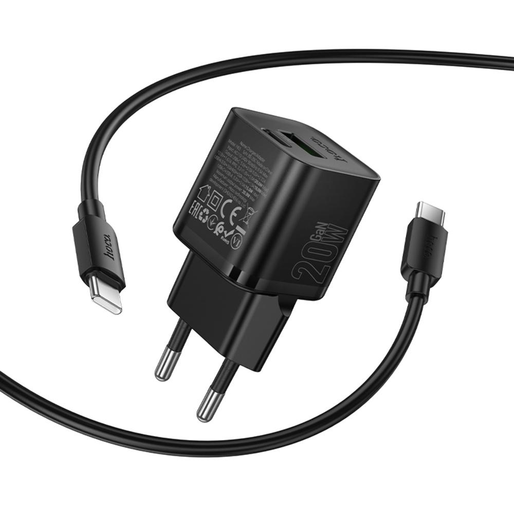������� �������� ���������� Hoco N65 USB/ Type-C PD QC black + ������ Type-C to Type-C
