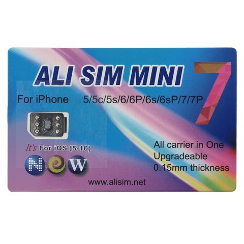 ����������� ����� Ali SIM Mini 7 ��������� iPhone 5/5C/5S/SE/6/6+/6S/6S+/7/7+