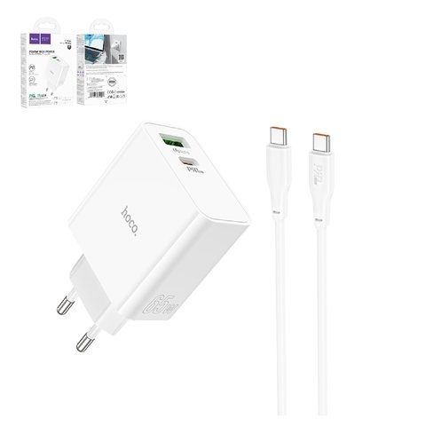 ������� �������� ���������� Hoco C113A, Power Delivery (65 ��), ����, c ������� USB ���-C � USB ���-C, 2 �����, GaN, #6931474790927