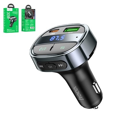 FM-����������� Hoco E70, ������, � ��������, Type-C, 2 �����, Power Delivery (30 ��), 12-24 B, #6931474765246