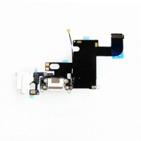 Плата зарядки Apple iPhone 6, шлейф коннектора зарядки, коннектора наушников, с микрофоном, белая, High Copy