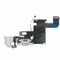 Плата зарядки Apple iPhone 6, шлейф коннектора зарядки, коннектора наушников, с микрофоном, черная, High Copy
