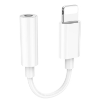 AUX-USB-кабель Hoco LS34, аудио конвертер, Lightning на Jack 3.5 (F), 8 см, білий