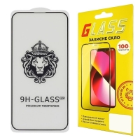 Захисне скло Apple iPhone 15 Pro Max, чорне, Lion, iNobi, Full Glue, клей на усій поверхні, 0.3 мм, 2.5D, сумісне з чохлом | Закаленное защитное стекло