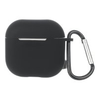 Чехол силиконовый с карабином для Apple AirPods/ AirPods 4 цвет 01 черный