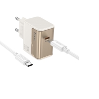 ������� �������� ���������� Hoco CS72A Type-C PD 30W white + ������ Type-C to Type-C