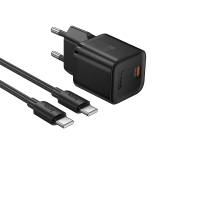 Сетевое зарядное устройство Hoco N64 Type-C PD black + кабель Type-C to Type-C