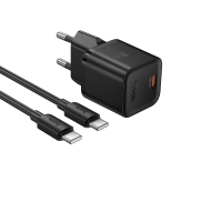 Сетевое зарядное устройство Hoco N66 Type-C PD 35W black + кабель Type-C to Type-C