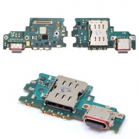 Плата зарядки Samsung SM-G990 Galaxy S21 FE 5G, шлейф коннектора зарядки, c SIM-коннектором, с микрофоном, High Copy