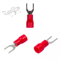 Наконечник SV1.25-4, 0,5-1,5 мм?, 4 мм, вилочный, изолированный, красный, 10 шт.