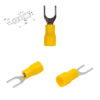 Наконечник SV1.25-4, 0,5-1,5 мм?, 4 мм, вилочный, изолированный, желтый, 10 шт.