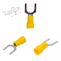 Наконечник SV1.25-6, 0,5-1,5 мм?, 6 мм, вилочный, изолированный, желтый, 10 шт.