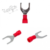 Наконечник SV1.25-8, 0,5-1,5 мм?, 8 мм, вилочный, изолированный, красный, 10 шт.