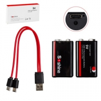 Акумулятор крона Soshine 6F22, 9 B, 2 шт., c кабелем, (3700mWh), заряджається від USB Type-C | 3-12 міс. гарантії | АКБ, батарея, аккумулятор