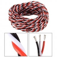 Сервокабель 3x22AWG, 0,33 мм?, 1 м, плетеный, черный, красный, белый